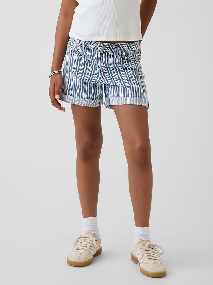 Image number 3 showing, Kids Denim Stripe Midi Shorts