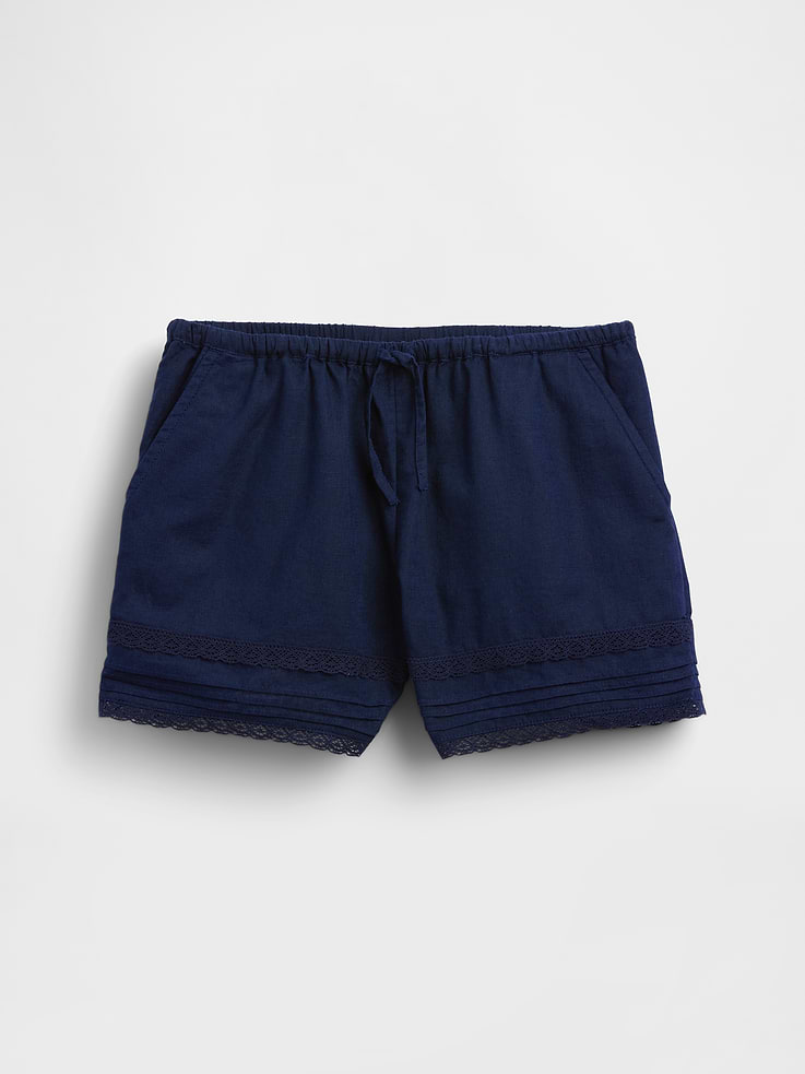 Image number 2 showing, Kids Linen-Cotton Lace-Trim Easy Shorts
