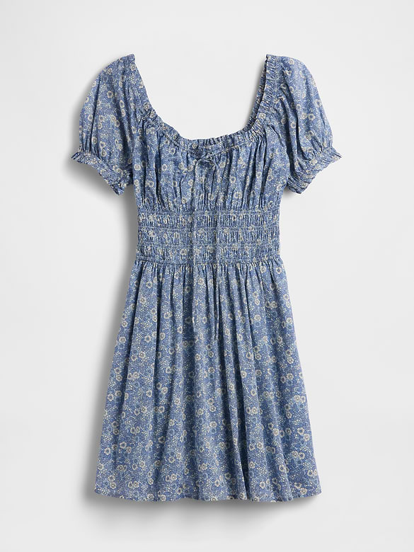 Smocked-Waist Mini Dress