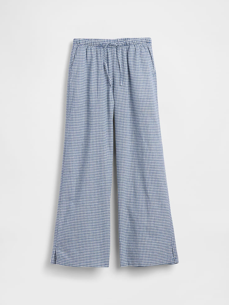 L'image numéro 2 présente Pantalon confort jambe large en lin et coton pour Enfant