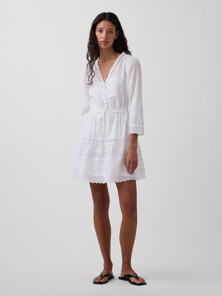 Image number 1 showing, Lace-Trim Mini Dress