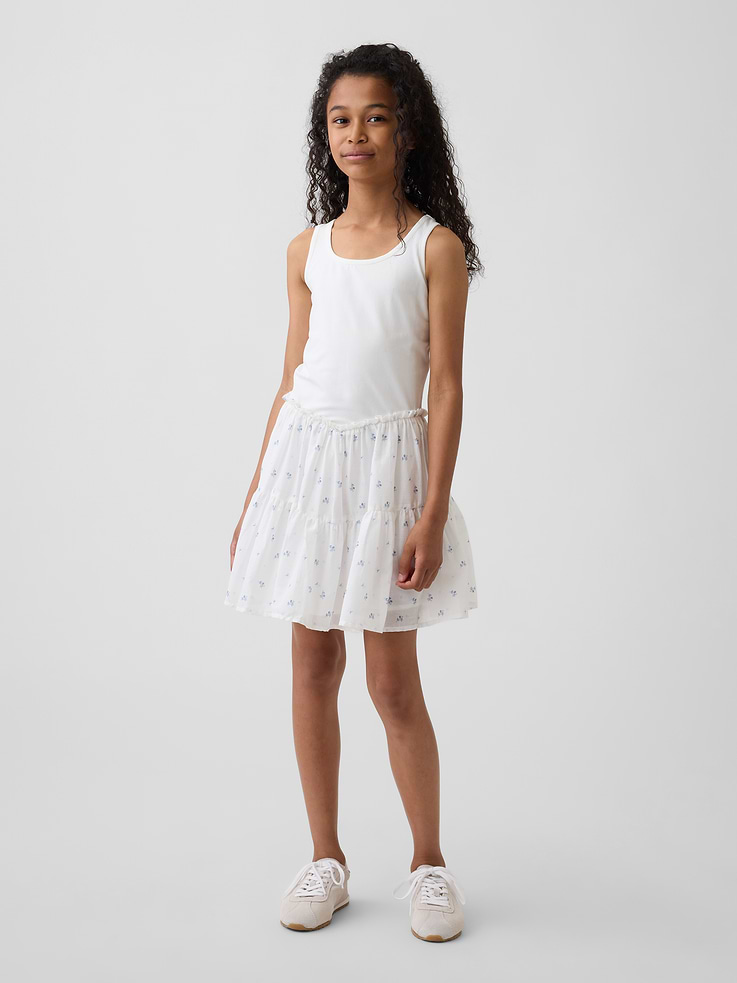 Image number 1 showing, Kids Mixed Media Tiered Tank Dress