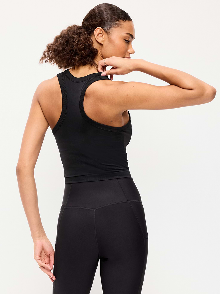 Image number 2 showing, Seamless Fitted High-Neck Crop Top