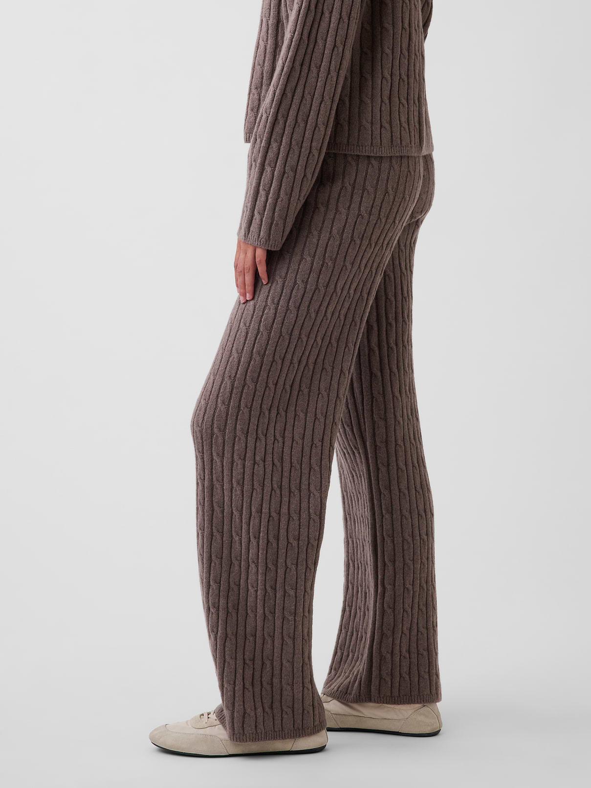 Image 3 of 6, CashSoft Relaxed Cable-Knit Sweater Pants