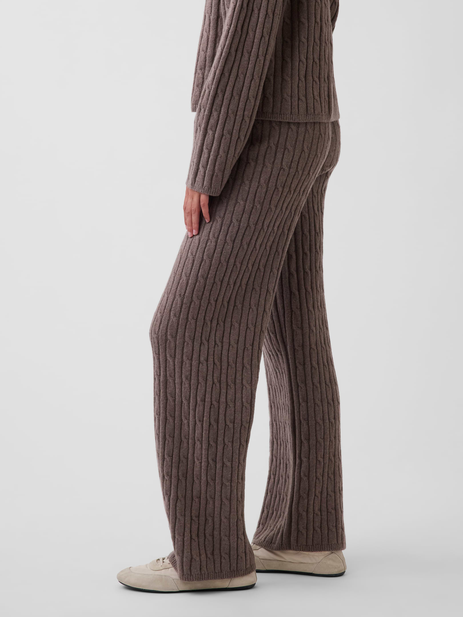 Image 3 of 6, CashSoft Relaxed Cable-Knit Sweater Pants