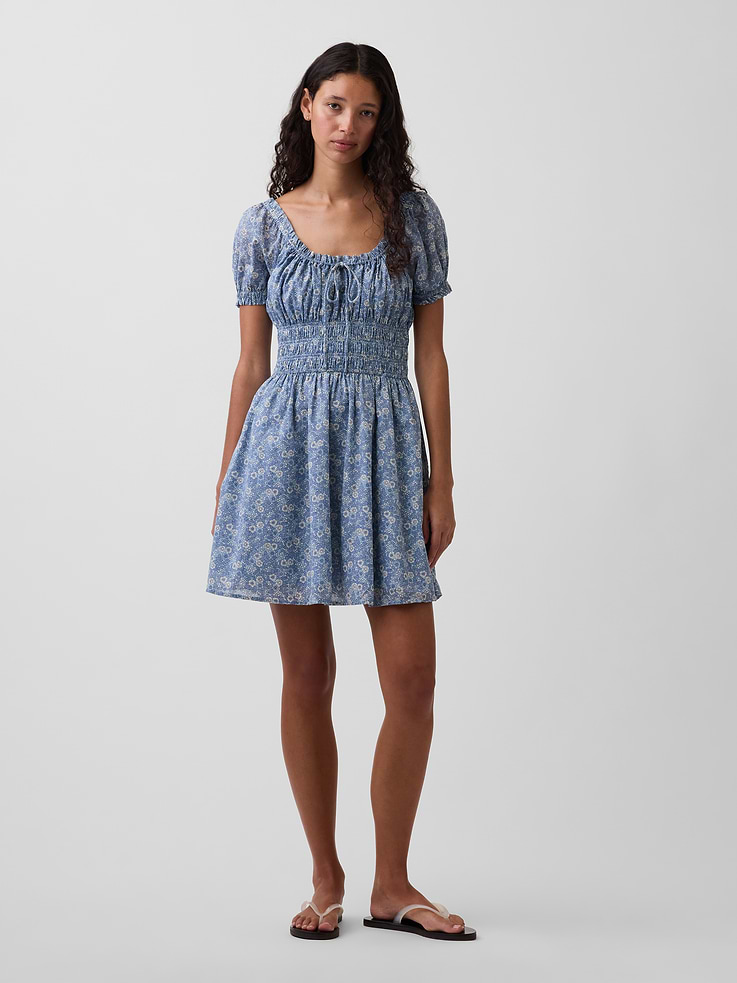 Image number 1 showing, Smocked-Waist Mini Dress