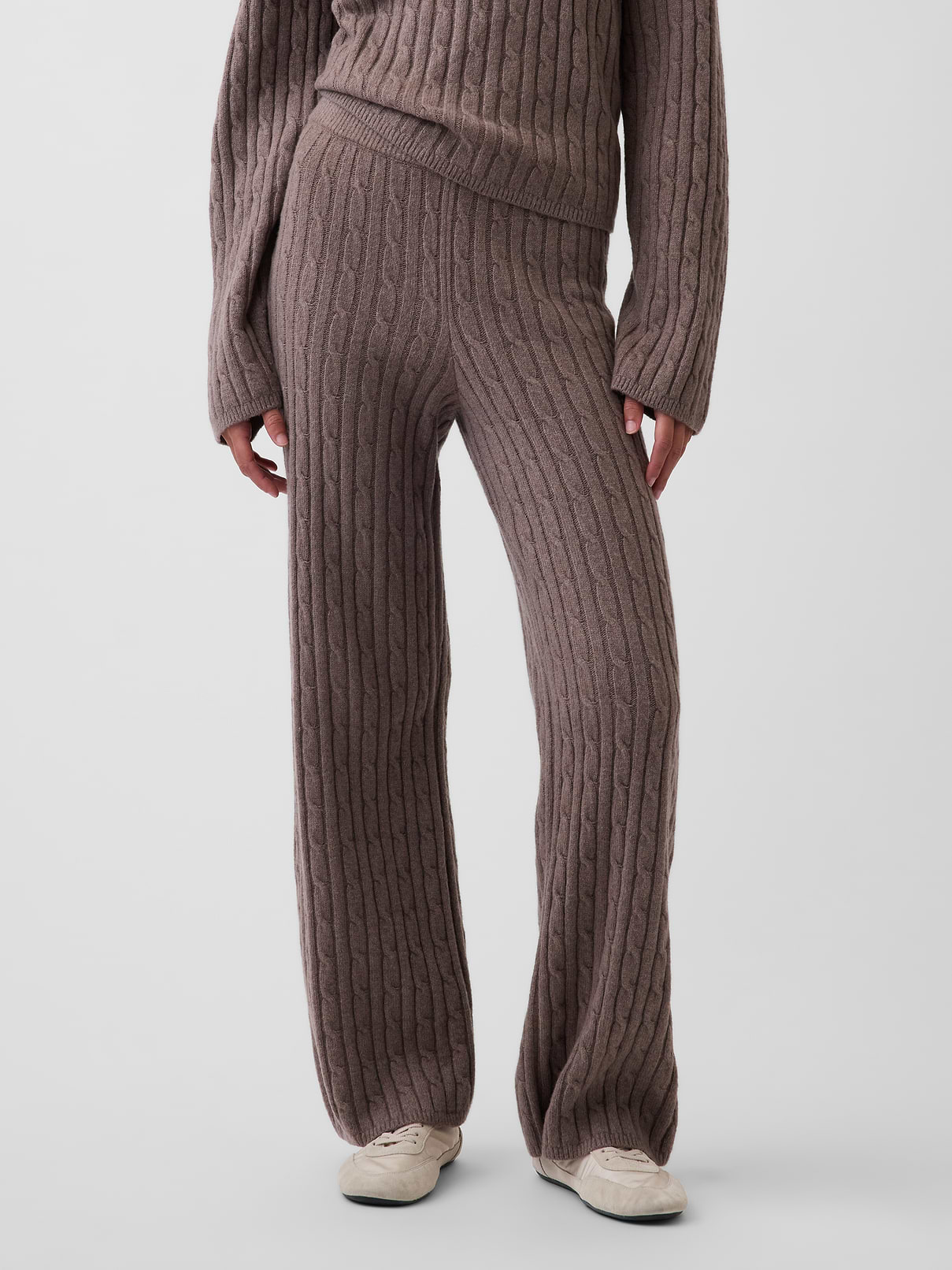 Image 2 of 6, CashSoft Relaxed Cable-Knit Sweater Pants