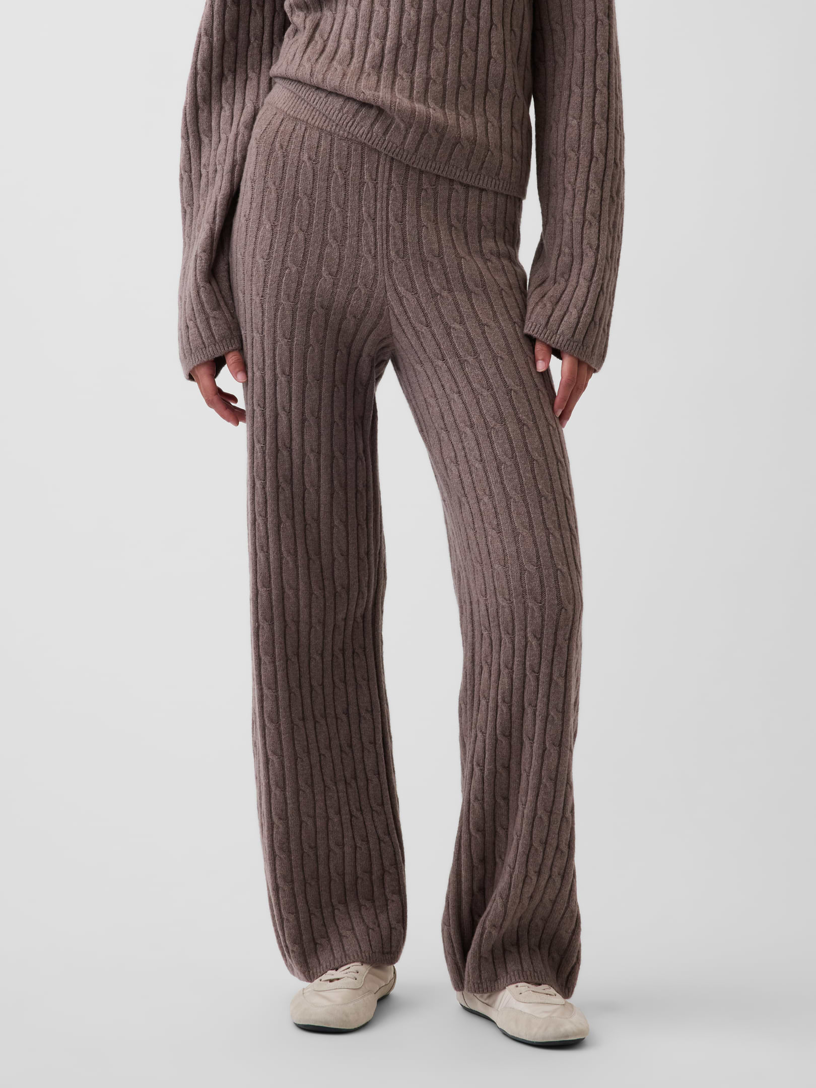 Image 2 of 6, CashSoft Relaxed Cable-Knit Sweater Pants