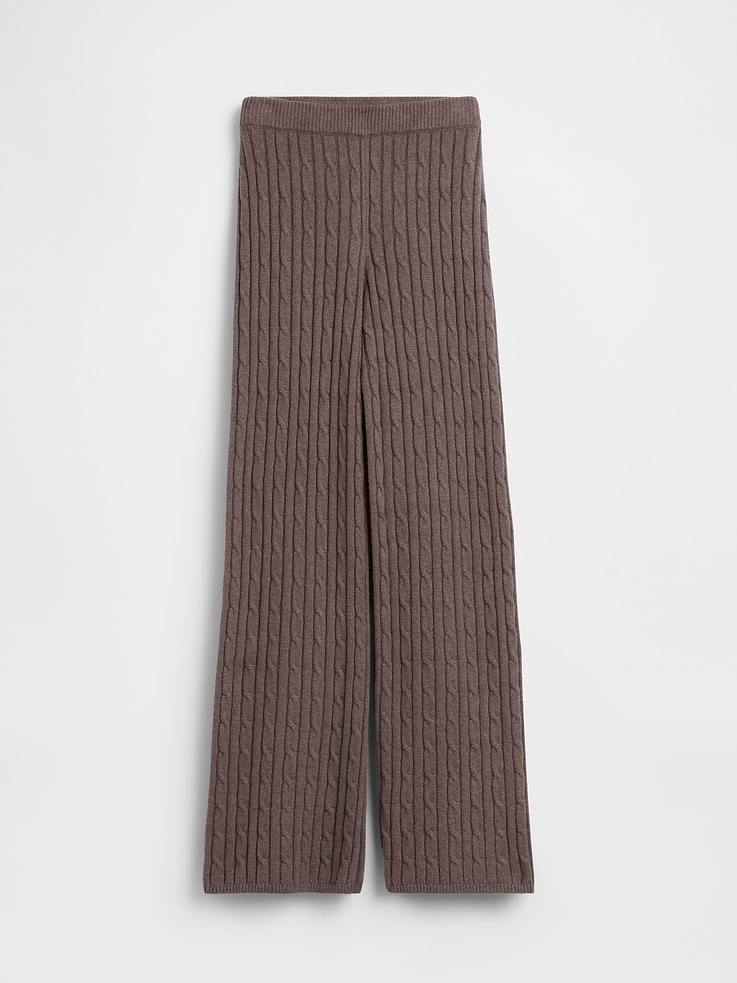 Image number 6 showing, CashSoft Relaxed Cable-Knit Sweater Pants