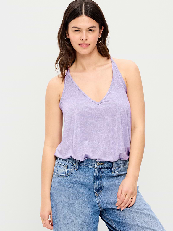 Camisole trapèze scintillante à bretelles au dos