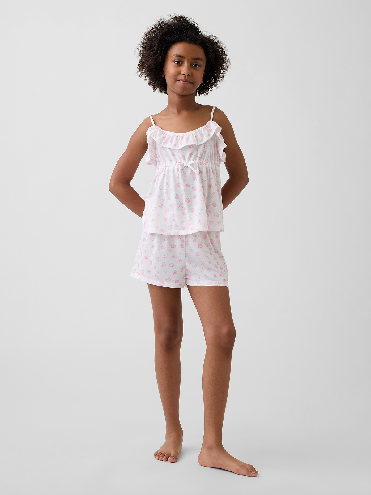 Kids Recycled PJ Ruffle Cami Short Set