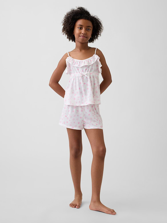 Kids Recycled PJ Ruffle Cami Short Set