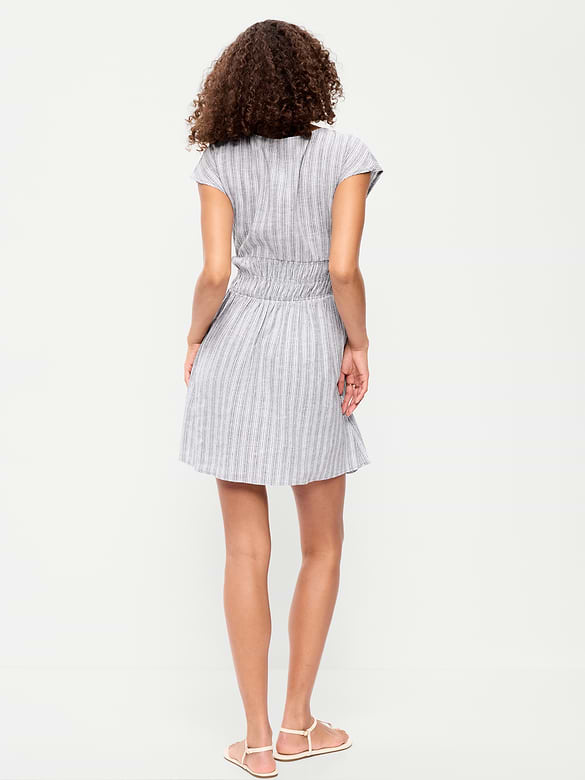 Smocked-Bodice Fit & Flare Mini Dress