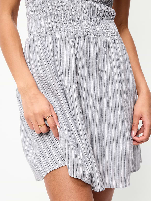 Smocked-Bodice Fit & Flare Mini Dress