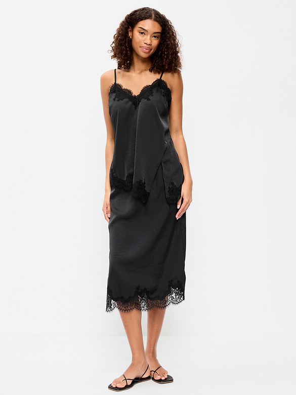 Lace Slip Midi Skirt