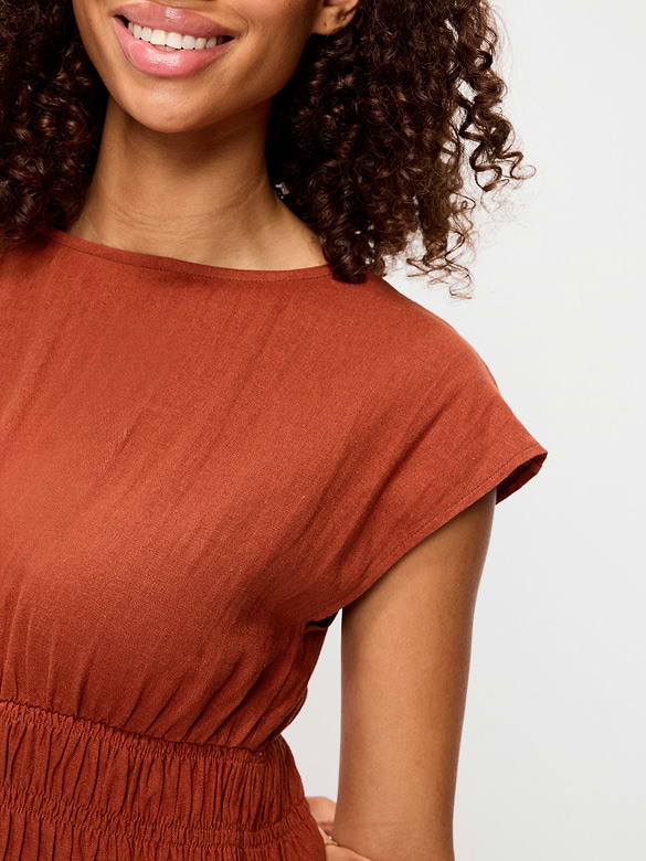 Smocked-Bodice Fit & Flare Mini Dress