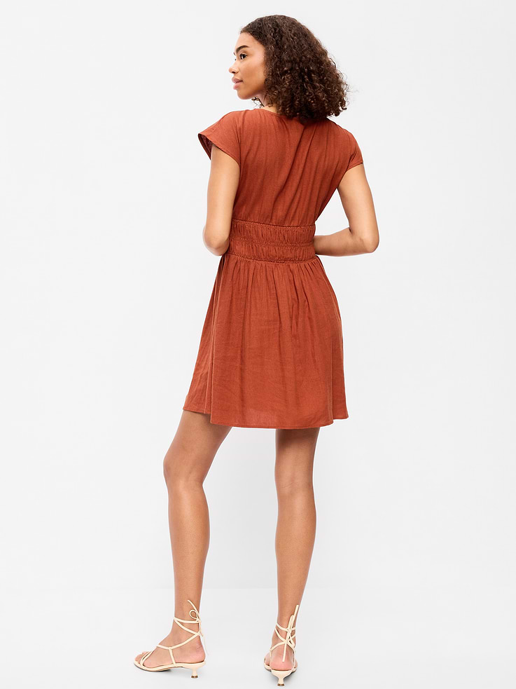 Image number 2 showing, Smocked-Bodice Fit & Flare Mini Dress