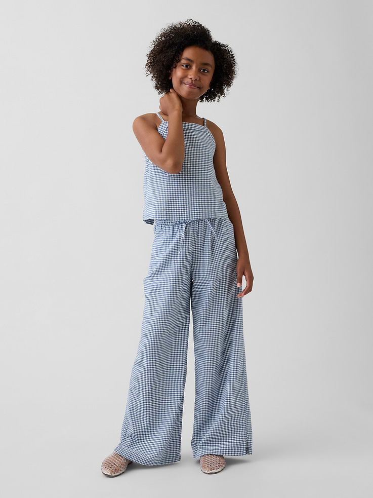 L'image numéro 1 présente Pantalon confort jambe large en lin et coton pour Enfant