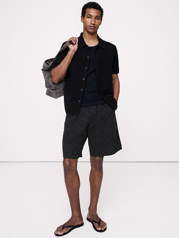 11" Cotton Jacquard Pull-On Short