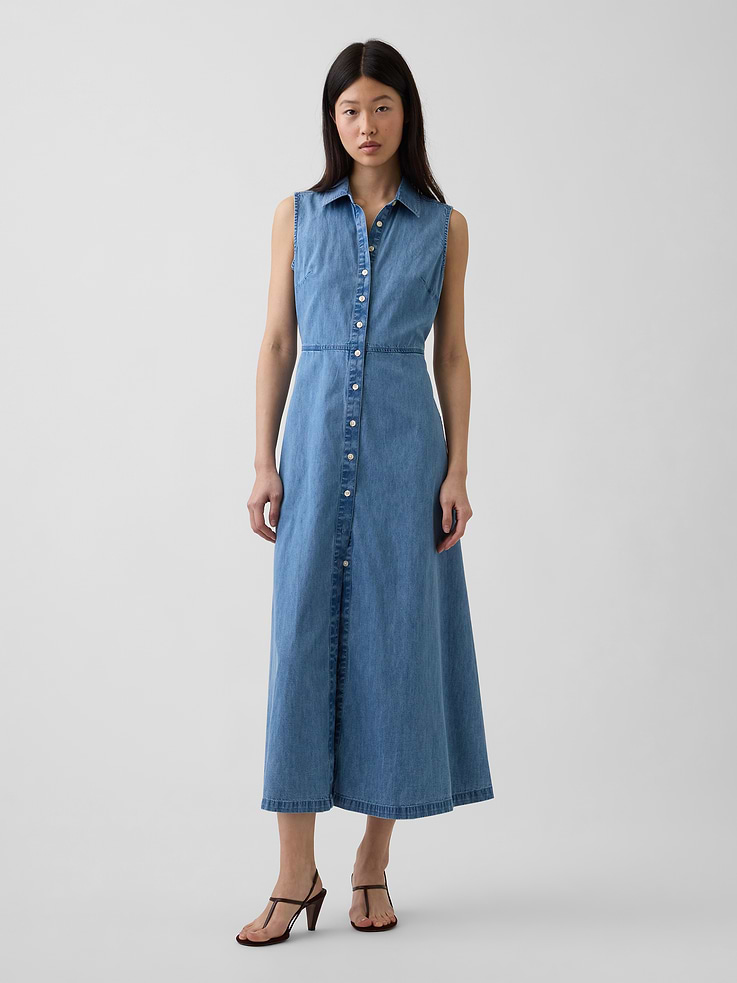 Image number 1 showing, UltraSoft Denim Maxi Shirtdress