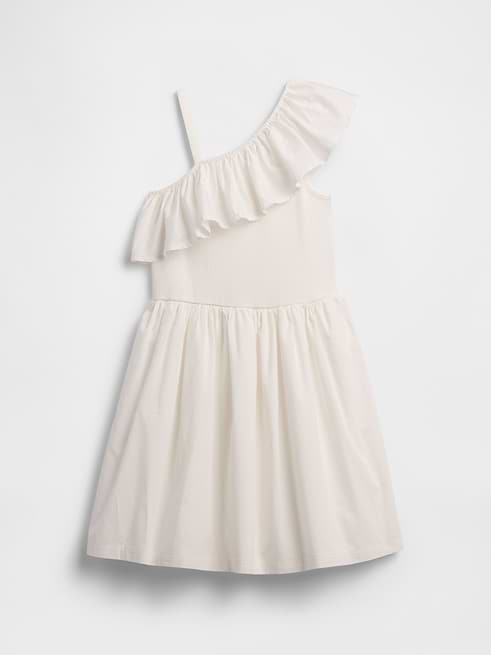 gap girls dresses Factory Girls' Kids One-Shoulder Dress New Off White Size M (8) E1/6 (Male) Service Dress Best Sellers NH August Wk 198 Walmart Size:3Y Ruffled hem