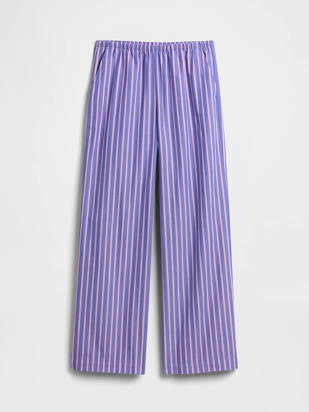 Mid Rise Pull-On Stripe Poplin Pants | Gap Factory