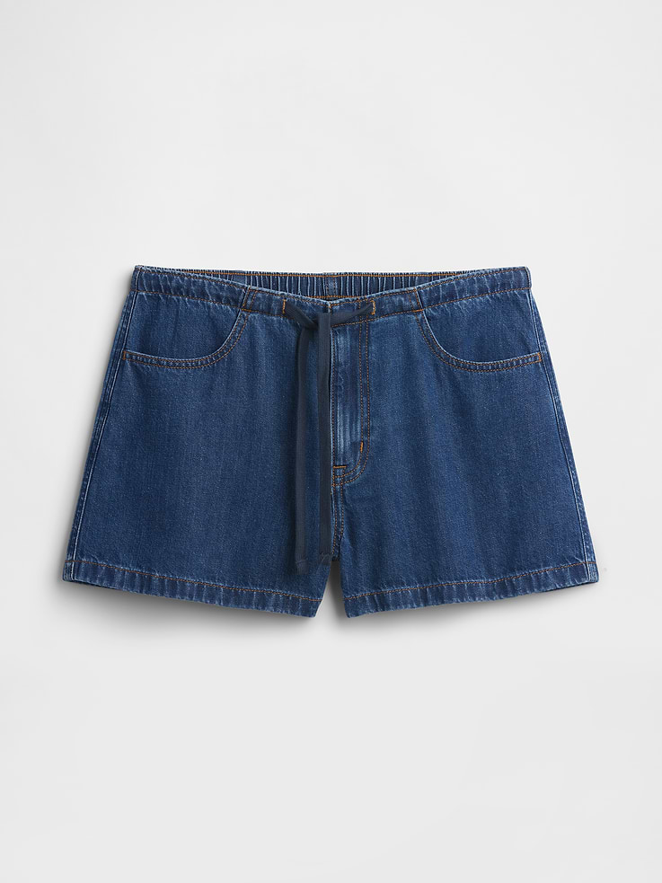 Image number 7 showing, 3" Mid Rise Drawstring Denim Shorts