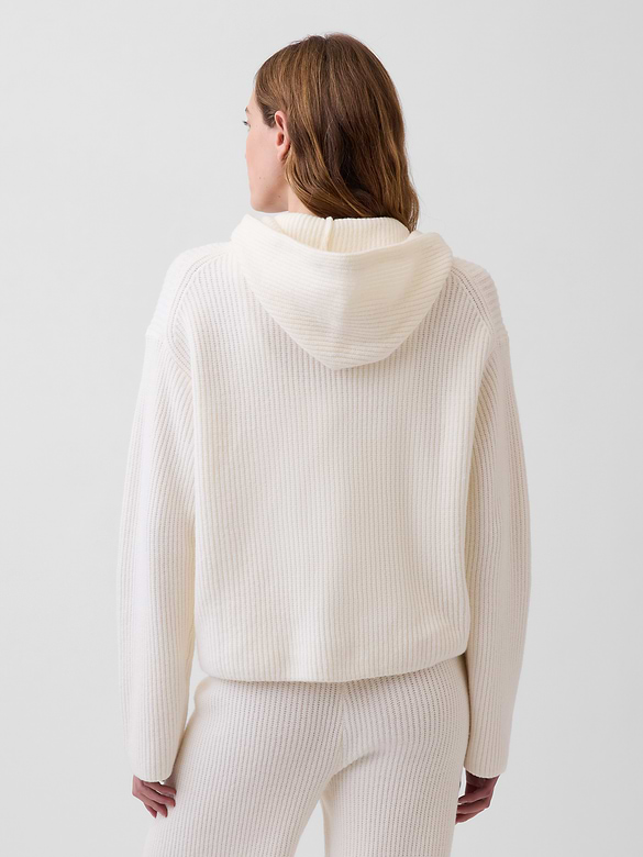 CashSoft Oversized Shaker-Stitch Zip Hoodie