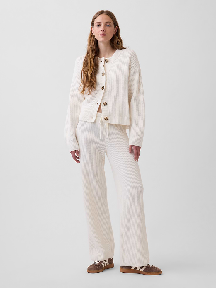 Image number 1 showing, CashSoft Shaker-Stitch Sweater Pants