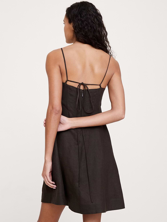 Linen Strappy Empire-Waist Mini Dress