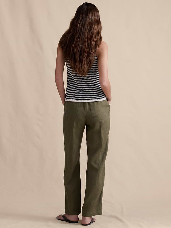 The Getaway Straight-Leg Pull-On Pant in Linen