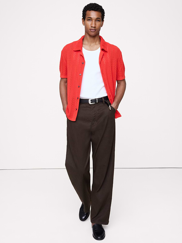 Textured Polo Cardigan