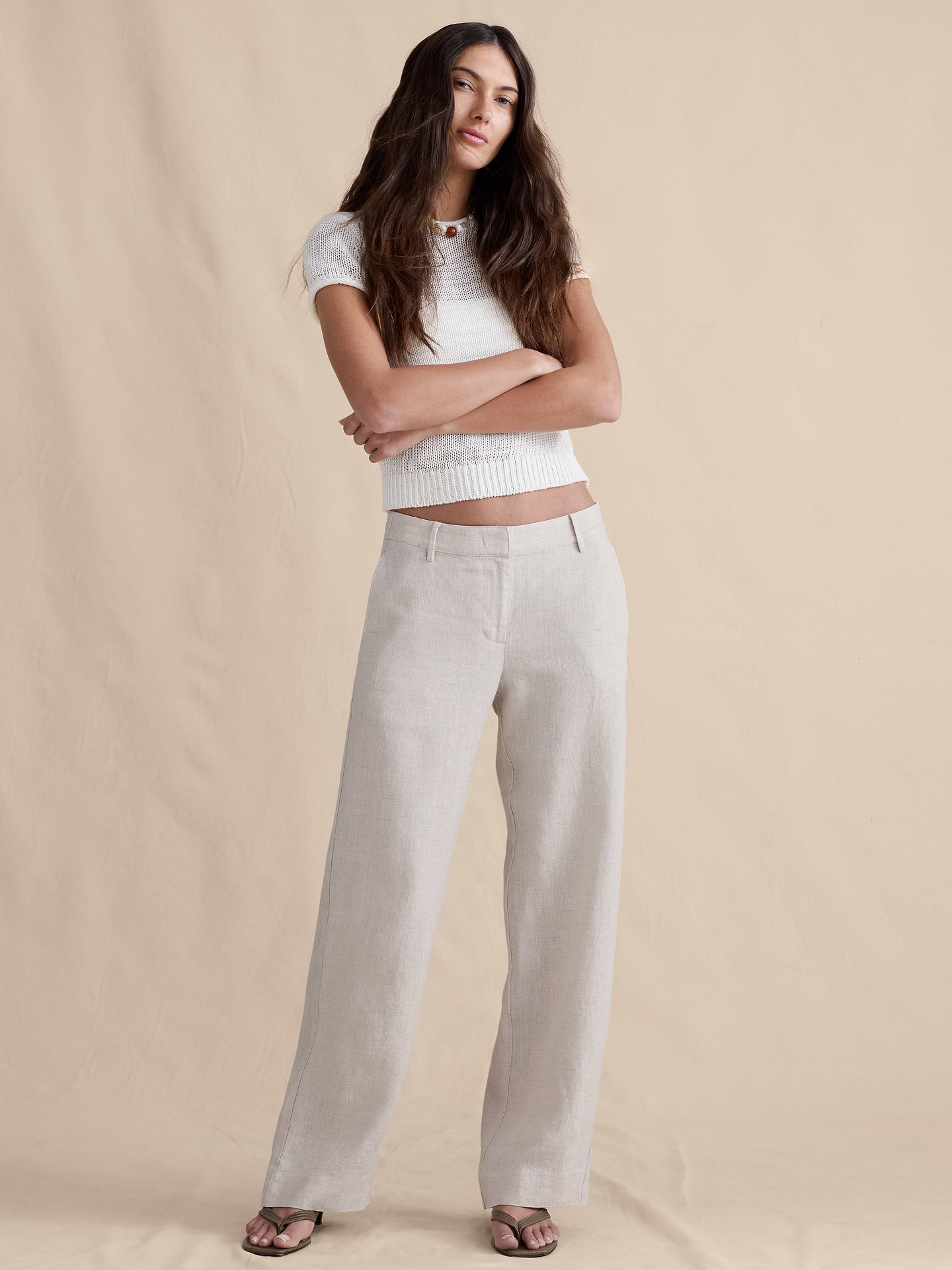 L'image numéro 5 présente Pantalon à jambe large de tous les jours en lin