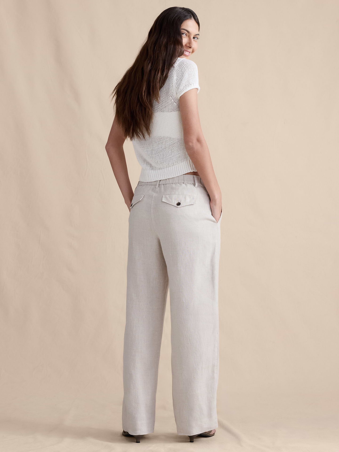 L'image numéro 6 présente Pantalon à jambe large de tous les jours en lin