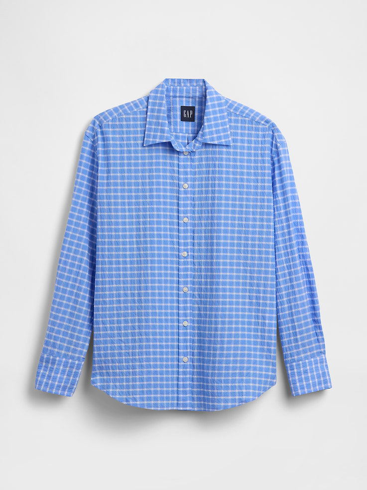Image number 5 showing, Seersucker Plaid Oversized Shirt