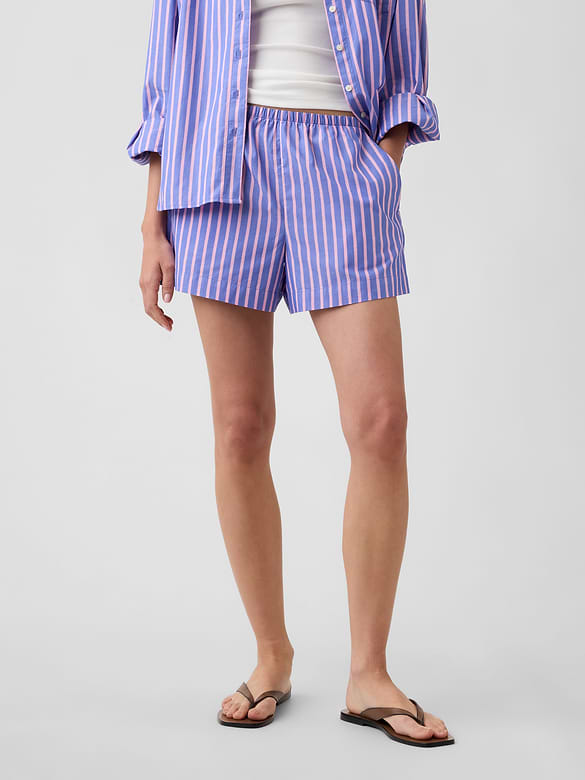 Relaxed Pull-On Poplin Shorts