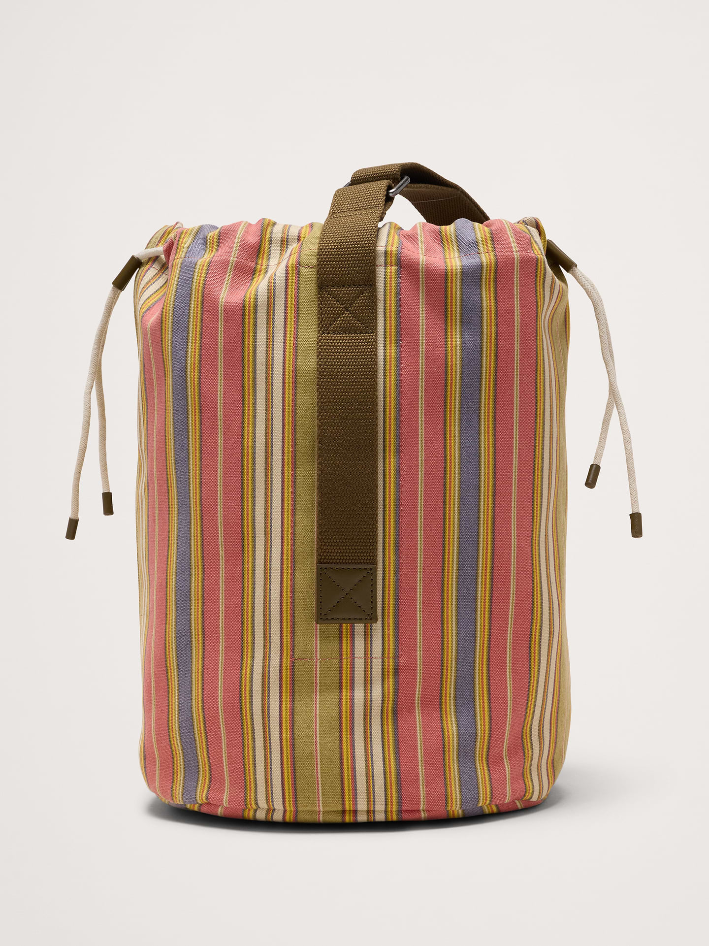Image 1 of 8, The perfect size for picnics, beach days, trips to the office...We crafted this barrel-shaped bag from sturdy cotton canvas that has been specially washed for vintage appeal. Plus, we added a special zip pocket inside with card slots and a ring clip to keep smaller items organized., Drawstring closure., Adjustable strap., Interior pocket with 2 card slots and D-ring to clip your keys., Unlined., Product #870643