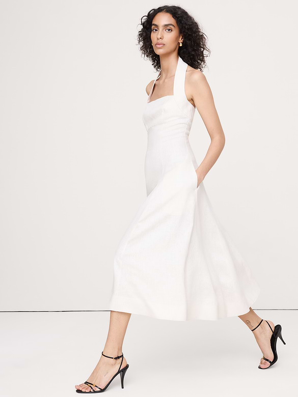 Linen Halter Midi Dress