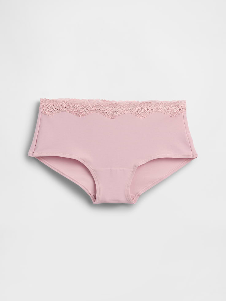 Image number 4 showing, Organic Stretch Cotton Lace-Trim Shorty