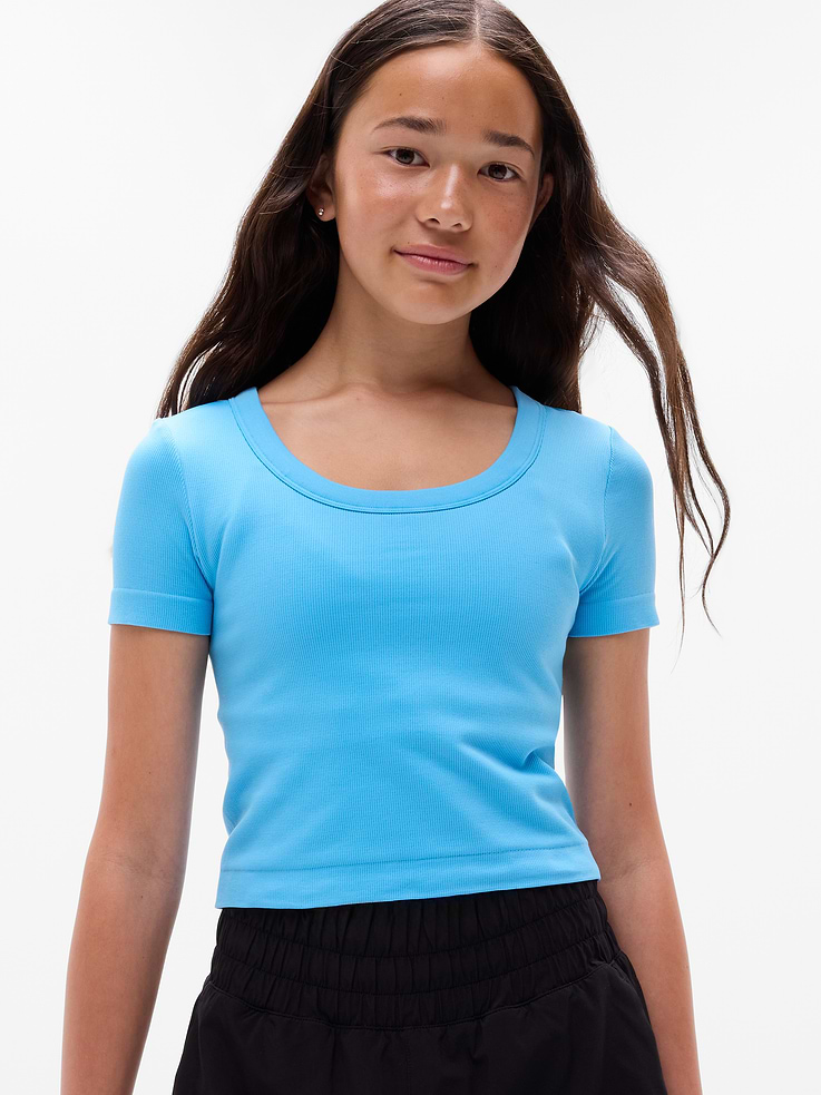 Image number 1 showing, Athleta Girl Rise Above Rib Scoop Tee