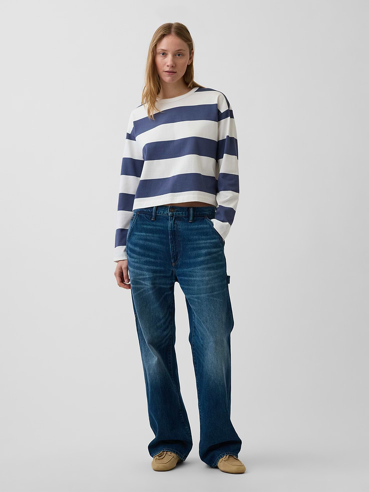 Image number 2 showing, Knit Oversized Crop T-Shirt