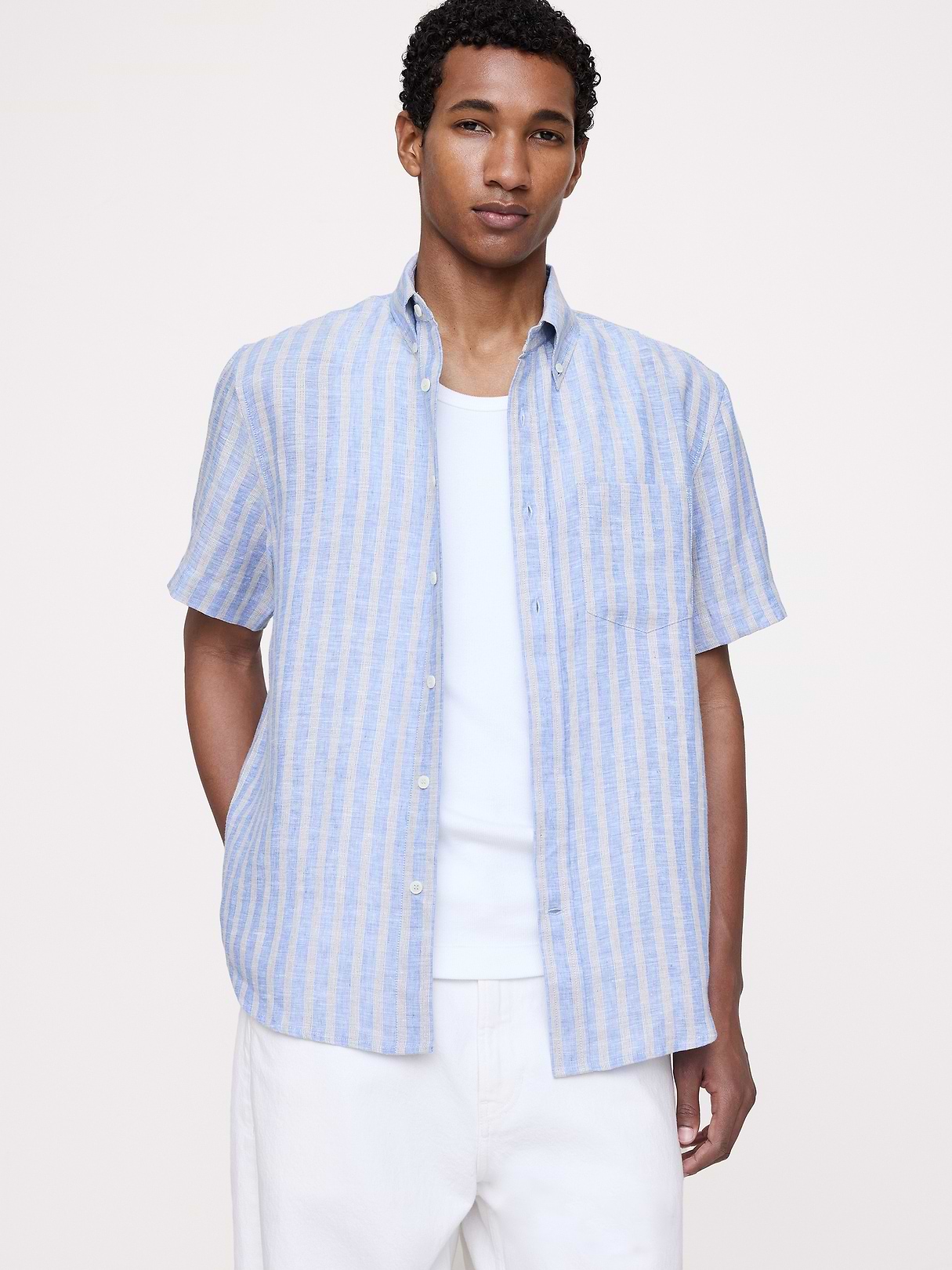 Standard-Fit Linen Short-Sleeve Shirt | Banana Republic