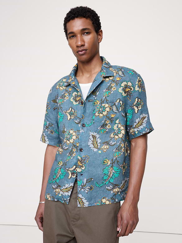 Standard-Fit Linen Resort Shirt