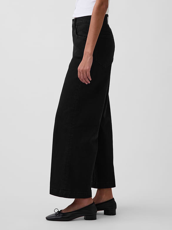 High Rise Stride Wide-Leg Ankle Jeans