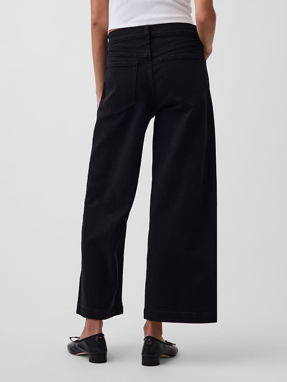 High Rise Stride Wide-Leg Ankle Jeans