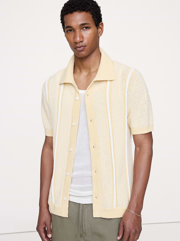 Textured Stripe Sweater Polo