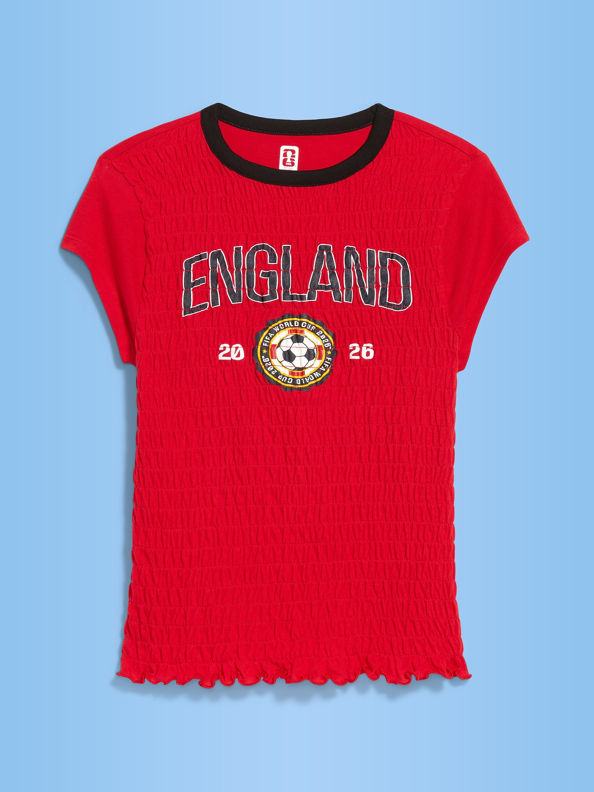 トップス phatrnk ENGLISH LOGO FOOTBALL SHIRTS FIFA World Cup 26™ England Smocked Graphic T-Shirt for Women | Old
