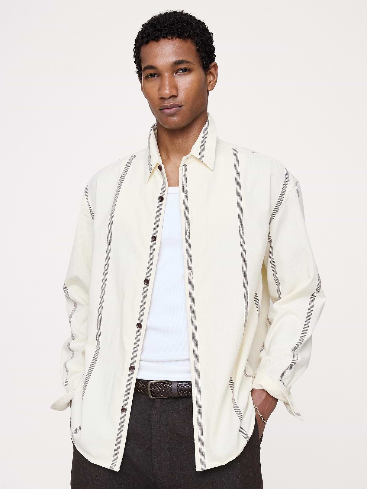 Relaxed-Fit Cotton-Linen Neps Shirt | Banana Republic