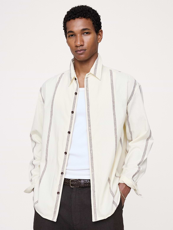 Relaxed-Fit Cotton-Linen Neps Shirt