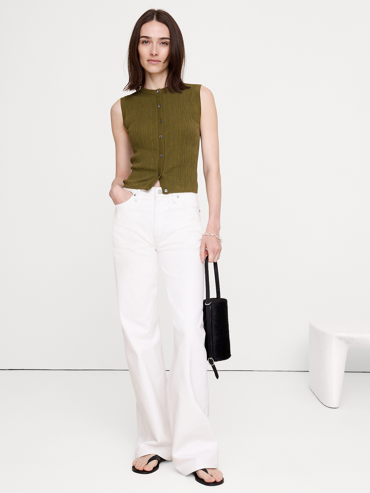 Crinkle Knit Vest | Banana Republic